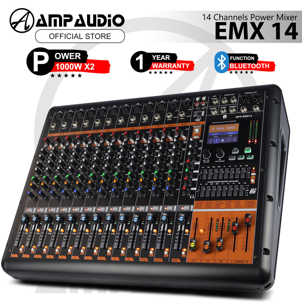 PRONIC 14 Channel Power Mixer 2x1000W With Bluetooth USB Audio ...