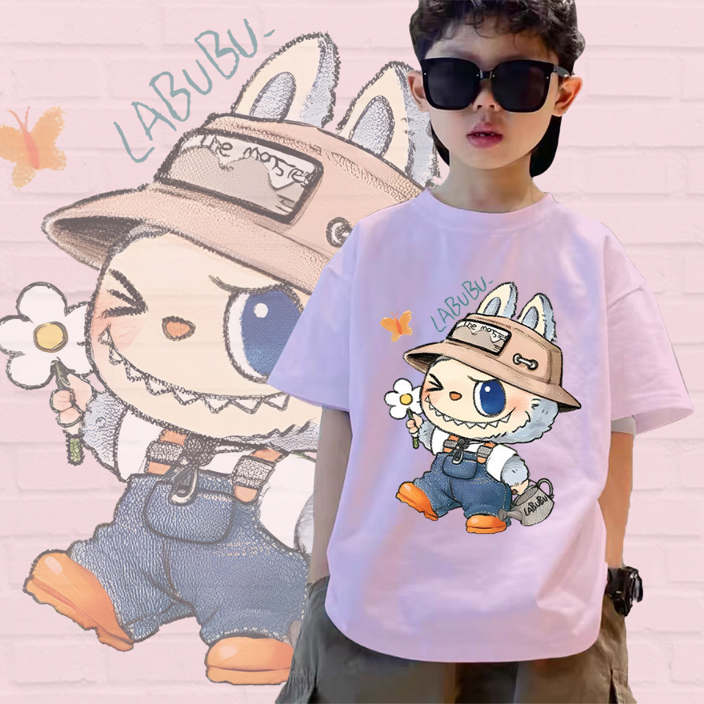 100-150cm Stylish Labubu Labu Boo Pop Mart Kids' T-shirt 2024: Fashion ...