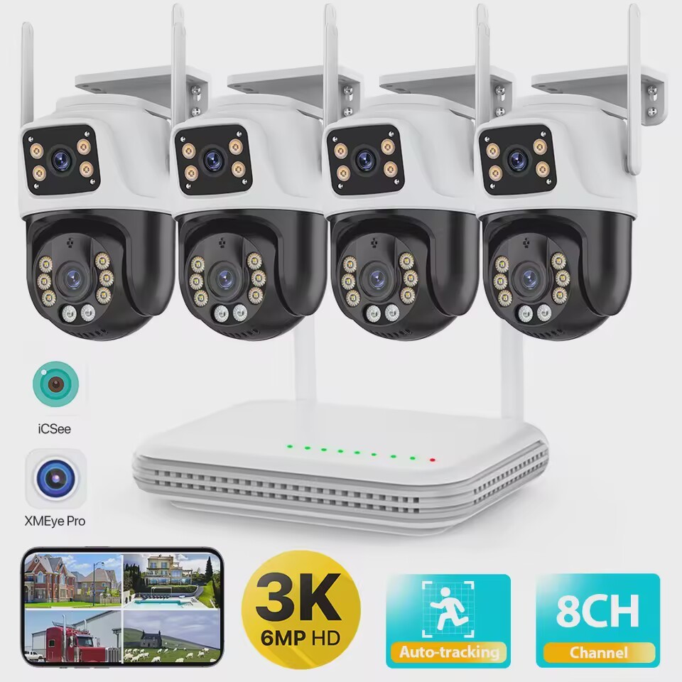 6MP HD Wireless Dual Lens PTZ Cameras Security Protection Outdoor IP ...