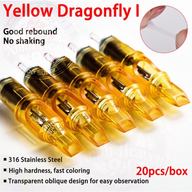 20pcs/box Yellow Dragonfly I Tattoo Cartridge Needles With Soft ...