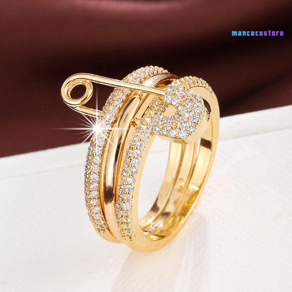 [MCC] Women Detachable Ring 3 in 1 Design Pin Shape Rhinestone Decor ...