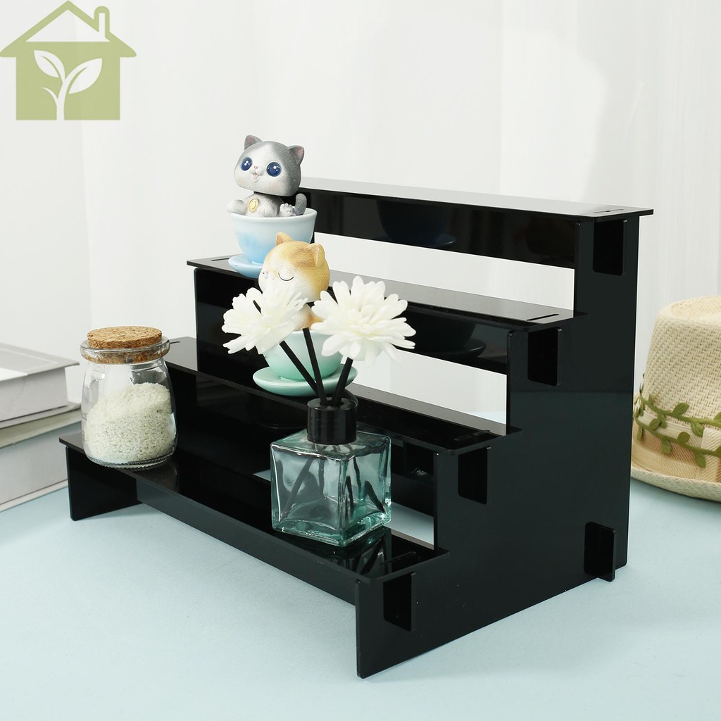 Acrylic Display Shelf 4 Tiered Step Perfume Organizer Stable Dark ...