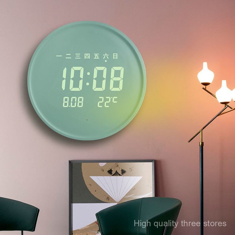 LED Calendar Luminous Electronic Clock Wall Hanging Wall Clock Living ...