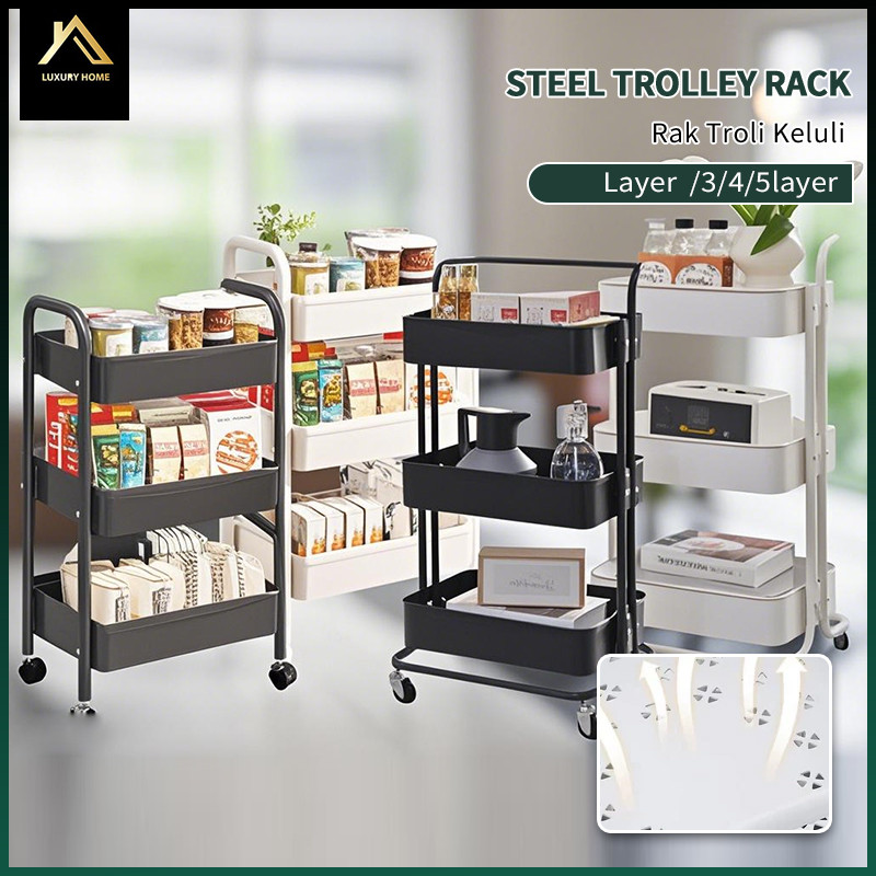 🔥MALAYSIA CHEAPEST🔥 3 Tier Steel Trolley Rack Rak Dapur Kitchen Storage ...