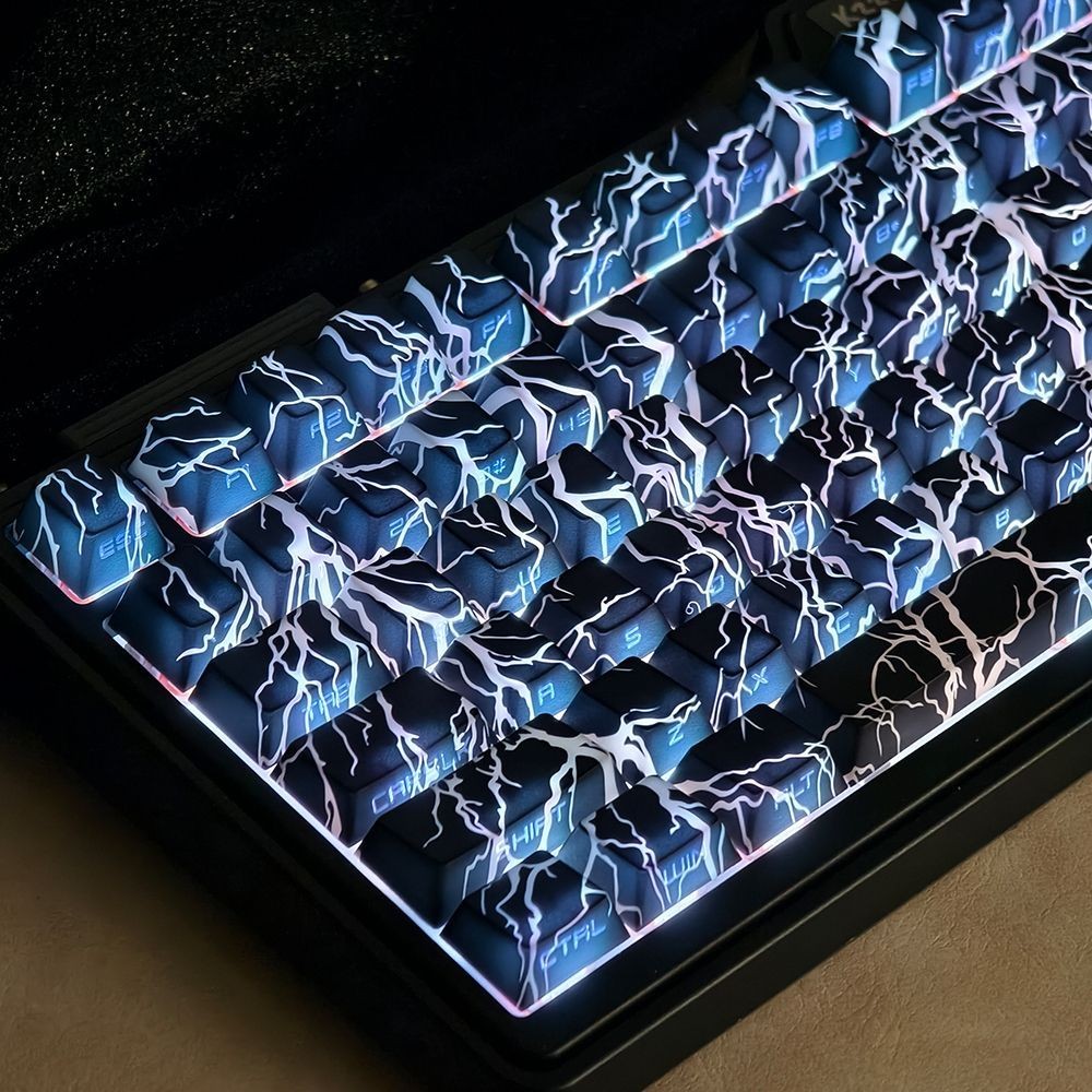 Lightning Dye Sub PBT Keycaps Cherry Profile Side Printed Shine Through ...