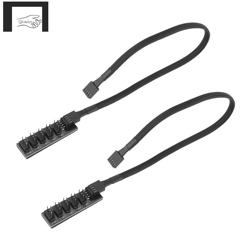 PWM Fan Hub Splitter, 4 Pin Black Sleeved 5 Way PC CPU Cooling Case Fan ...
