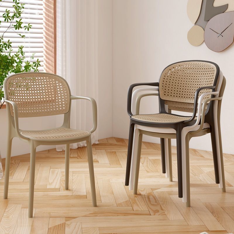 Plastic Chair Rattan Woven Nordic Home Stacked Dining Chair Outdoor ...