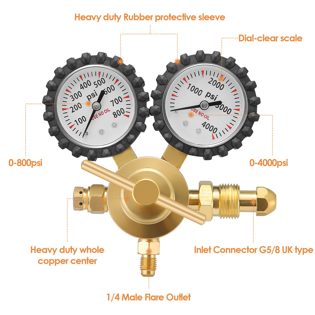 Local Delivery⚡️ Nitrogen Regulator With 0-600 PSI Delivery Pressure Cga580 Inlet Connection And 1 4 Inch Male Flare Outlet Connection (600psi) I.1189375620