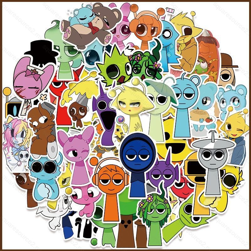 SQ2 50PCS/set Sprunki Incredibox stickers Hand account with water glass ...