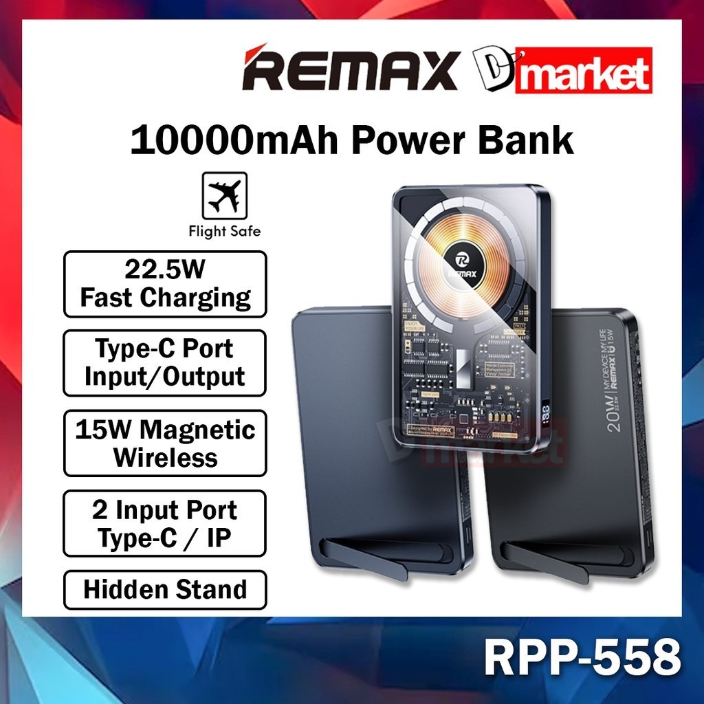 Remax RPP-558 10000mAh Powerbank 15W Magnetic Wireless Power Bank 22.5W ...