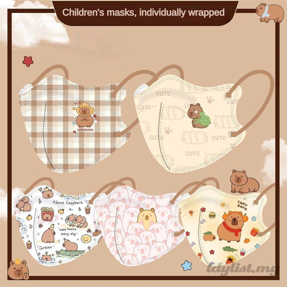 ღ 10pcs Cartoon Capybara Children's Mask Ani-uv Outdoor Sunshade Mask ...