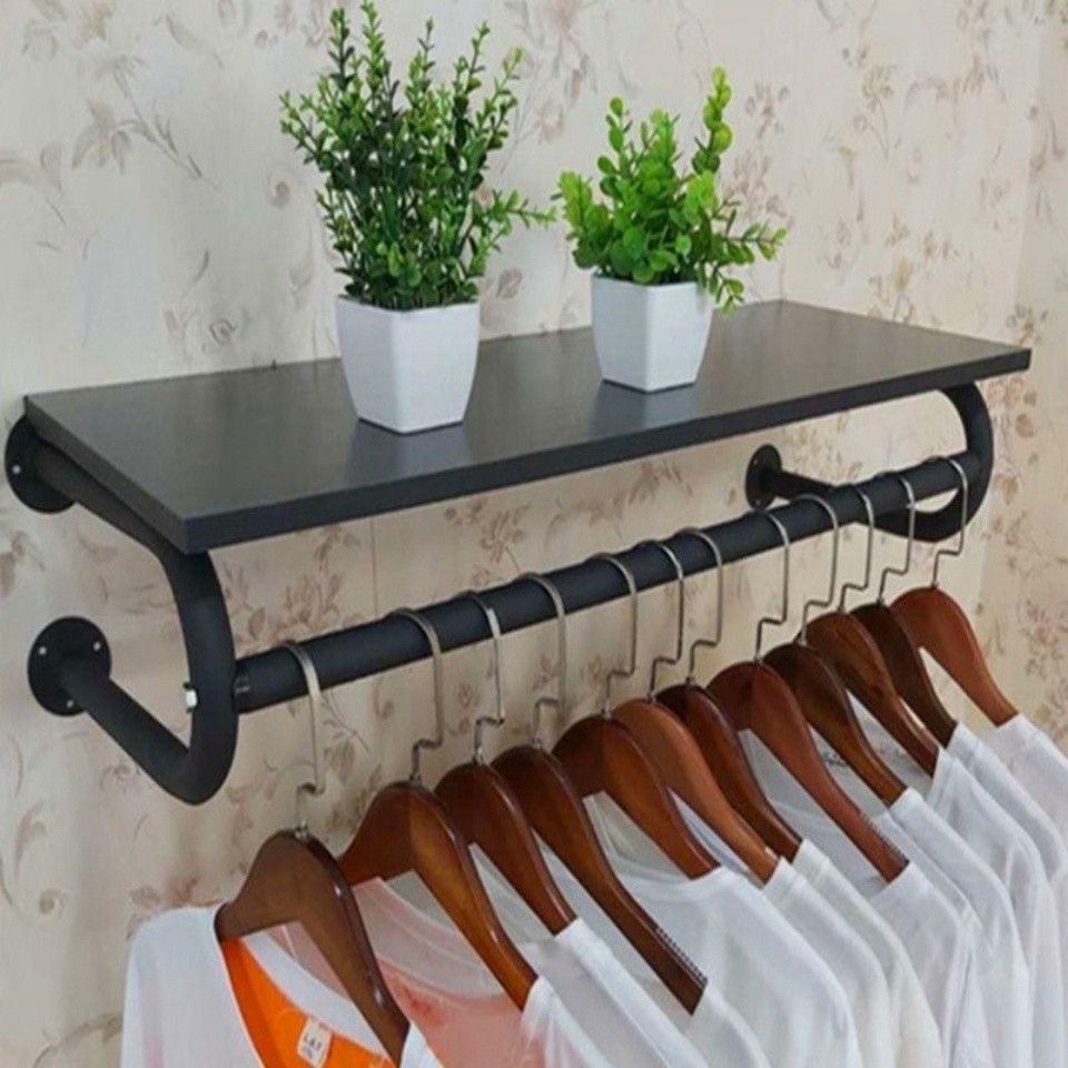 Wrought Iron Clothing Store Hanger Display Rack Wall Hanging Side ...