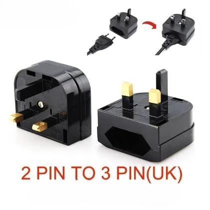 2 pin to 3 Pin Plug European to Malaysia/UK Converter Plug with Power ...