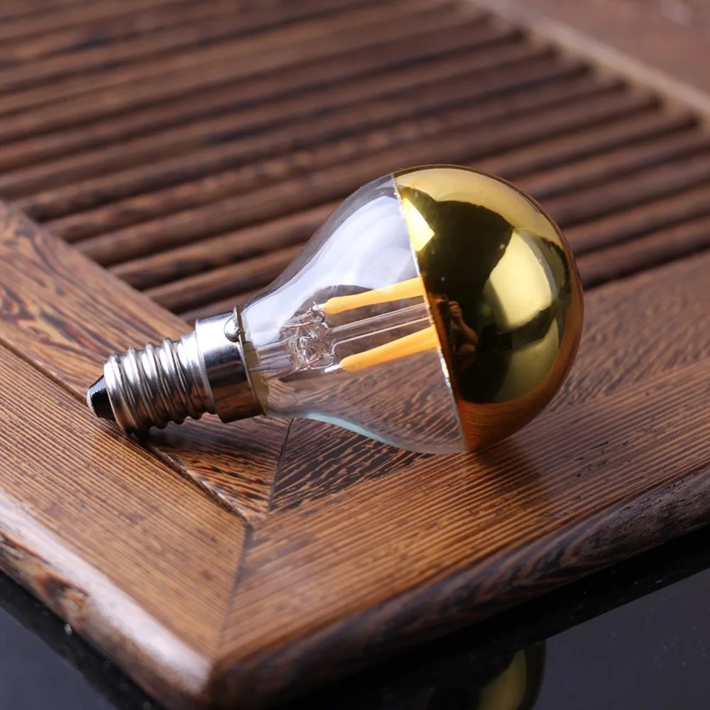 Golden LED filament light E14/E12 4W 220V dimmer G45 bubble globe light ...