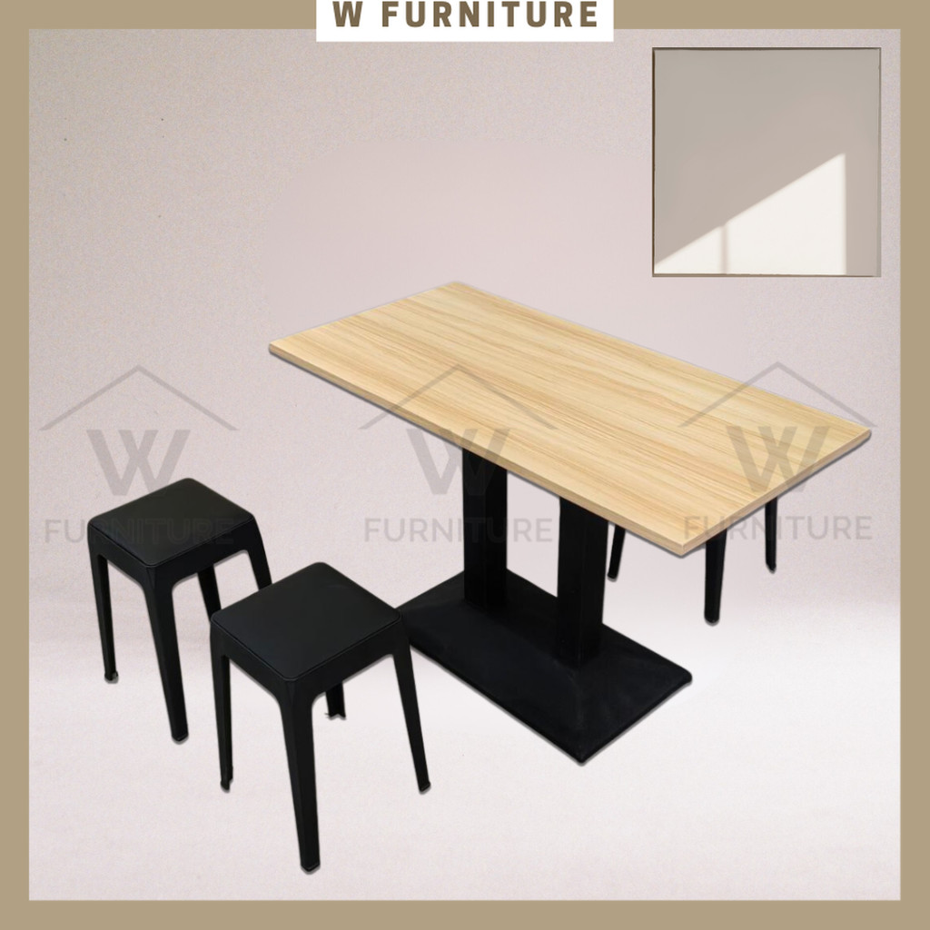 Wfurniture Dining Table Set 1+4 Wood Top Cafe Table 75cm Meja Makan ...