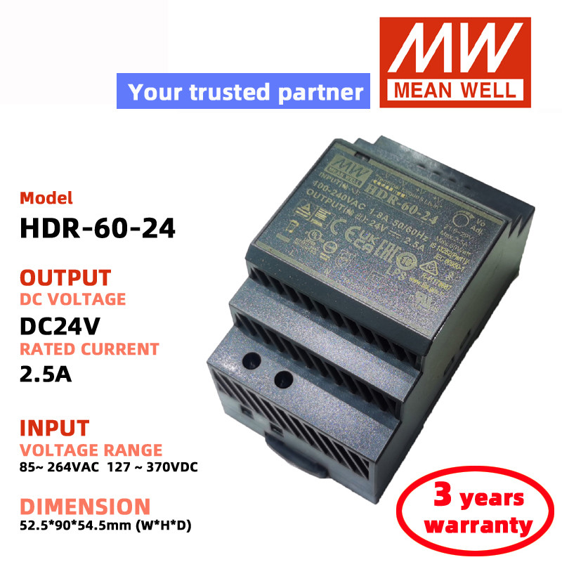 MEAN WELL HDR-60-24 HDR-60-12 HDR-60-5 HDR-60-48 HDR-60-15 24V 12V 5V ...