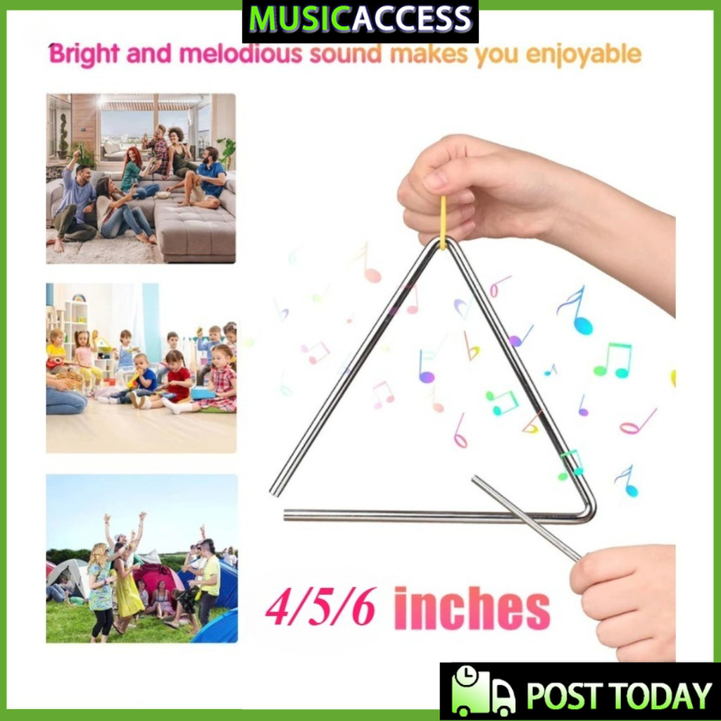 4/5/6 inch Triangle Bell Percussion 5'' 6'' 7''Alat Muzik Educational ...