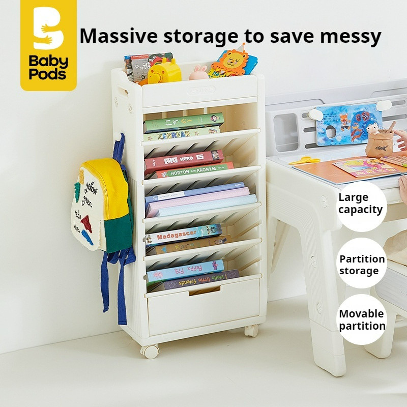 Floor Bookshelf Mobile Bookshelf Book Storage Rack Deskside Book ...