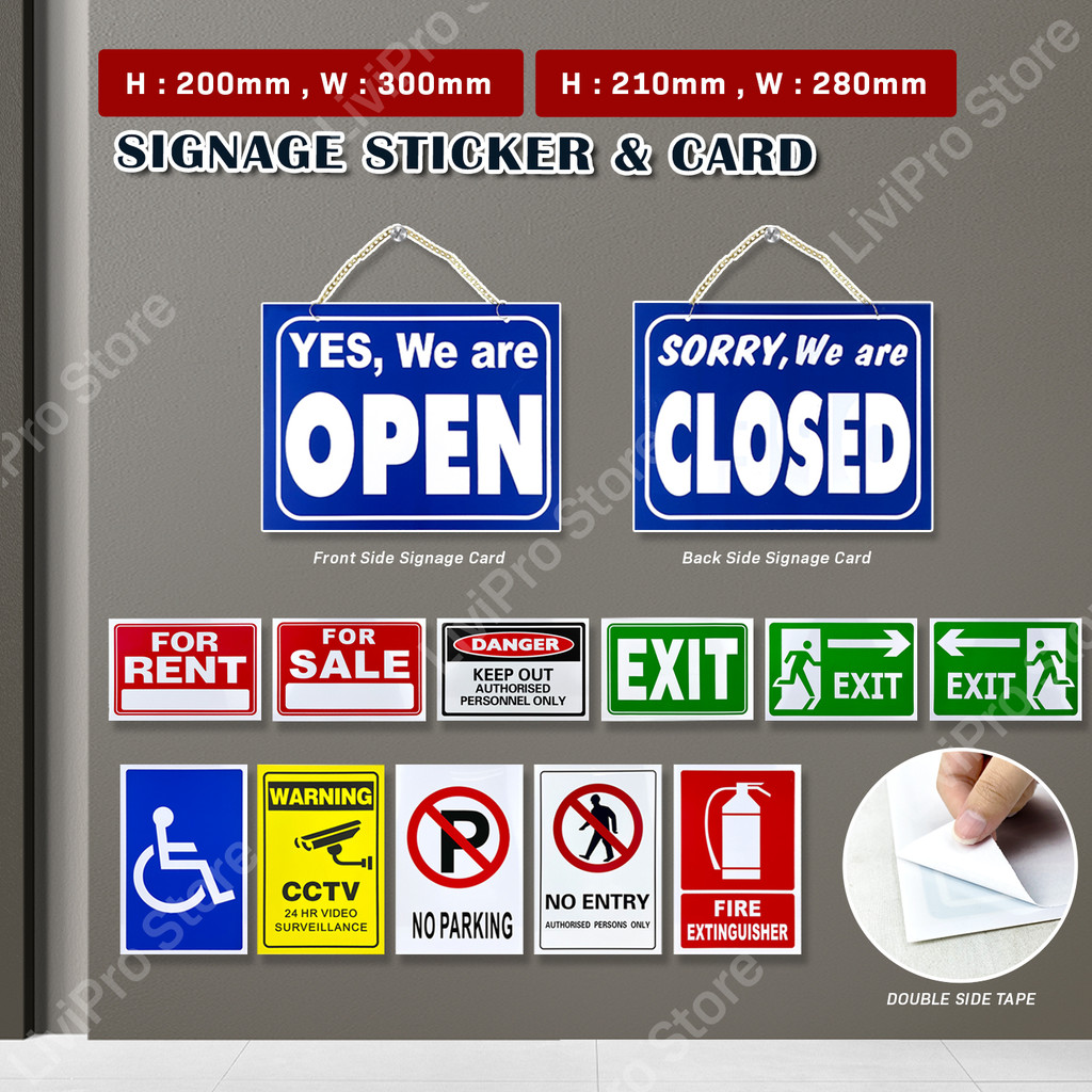 [20cm x 30cm] Signage Sticker Premium Big Size Plated Sign Sticker ...