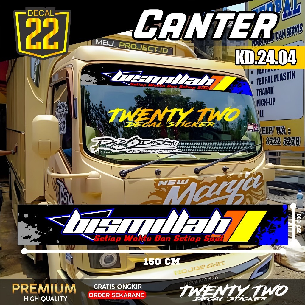 CANTER TRUCK WINDSHIELD STICKER BISMILLAH STICKER CANTER TRUCK ...