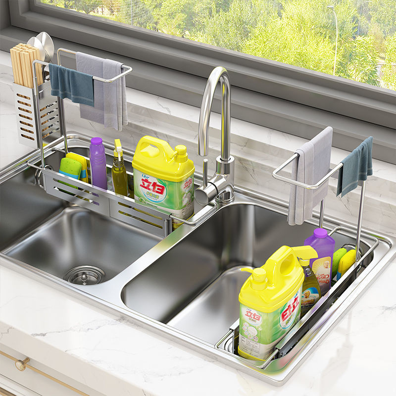 [Ready Stock] Kitchen Rag Rack Perforation-Free Stainless Steel Sink ...