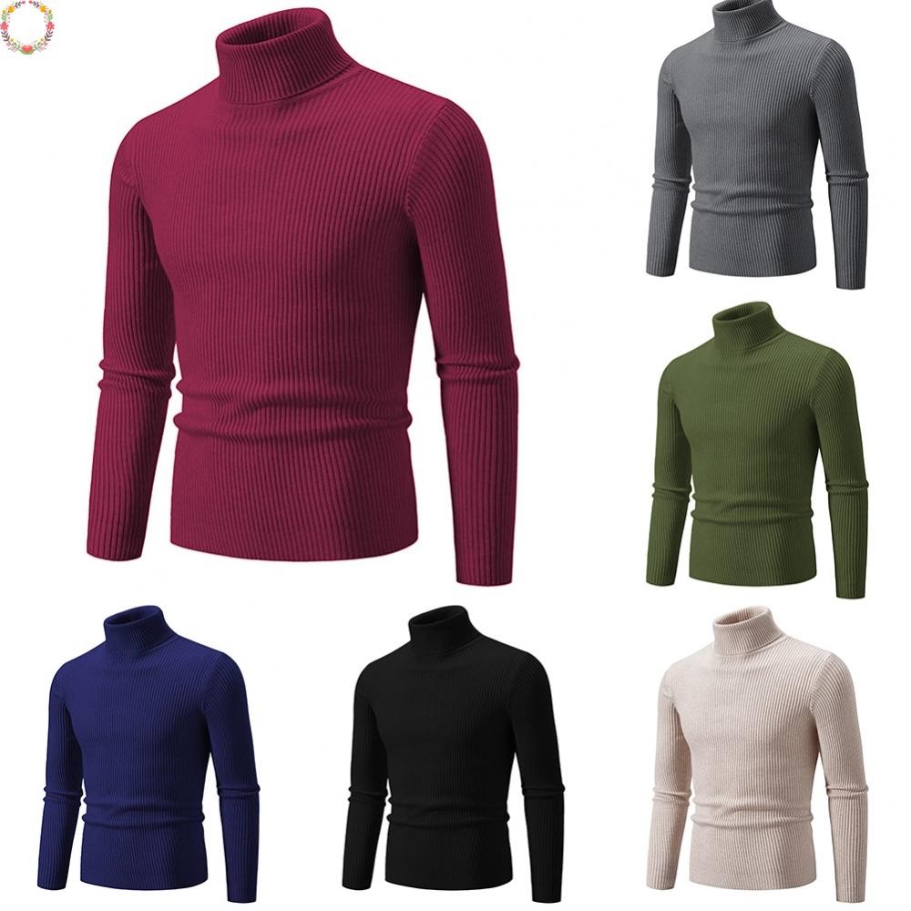 Men's Ribbed Turtleneck Long Sleeve Sweater