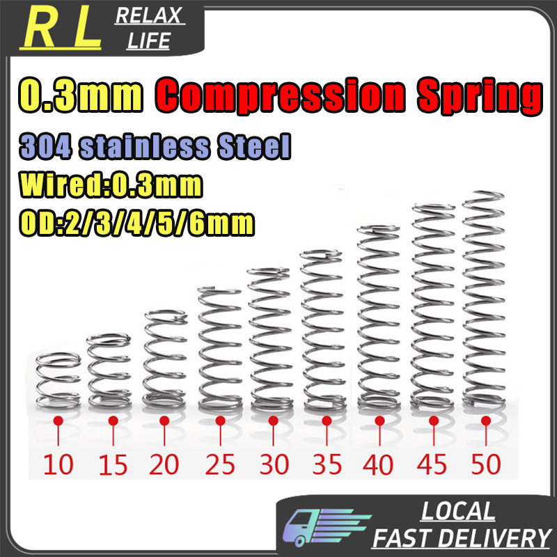 【RL】 0.3mm Compression Spring Wired d 0.3mm OD 2/3/4/5/6 mm Length 5-50 ...
