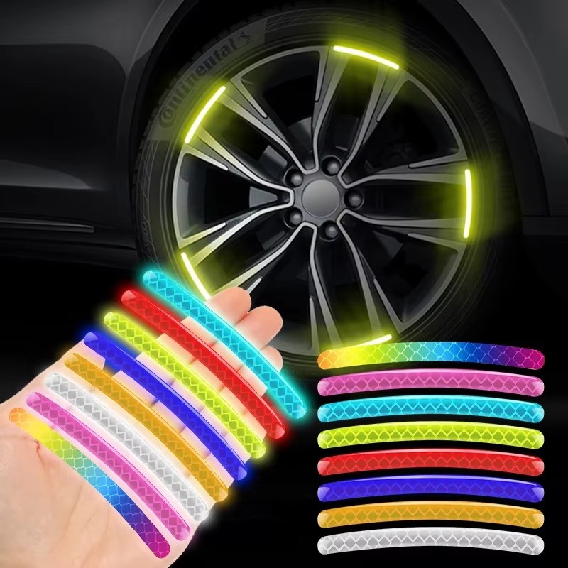 20Pcs Fluorescent Car Wheel Hub Reflective Strips Stickers For Car ...