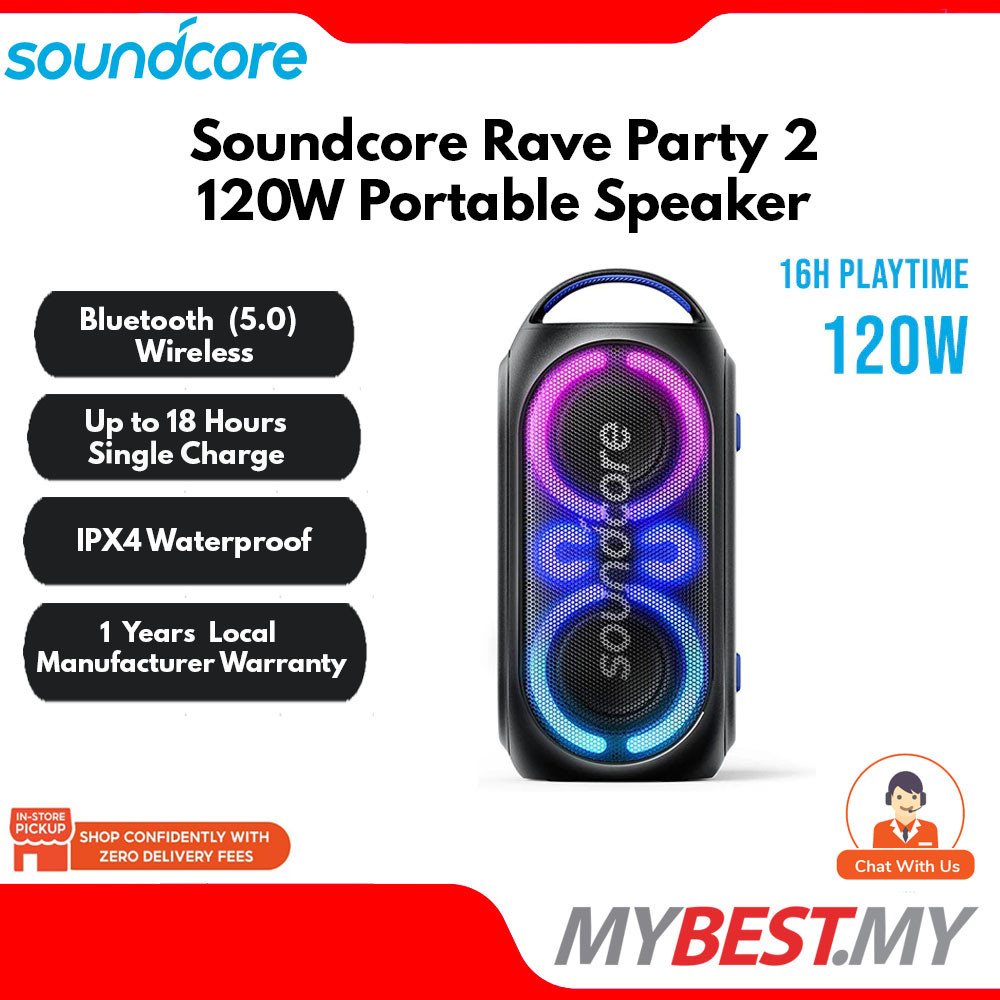 Anker Soundcore Rave Party 2 Portable Speaker,120W Stereo Sound ...