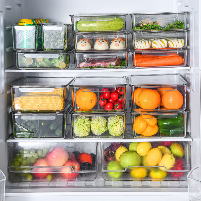 Food Grade Refrigerator Dedicated Storage Organizing Box with Lid Fresh ...
