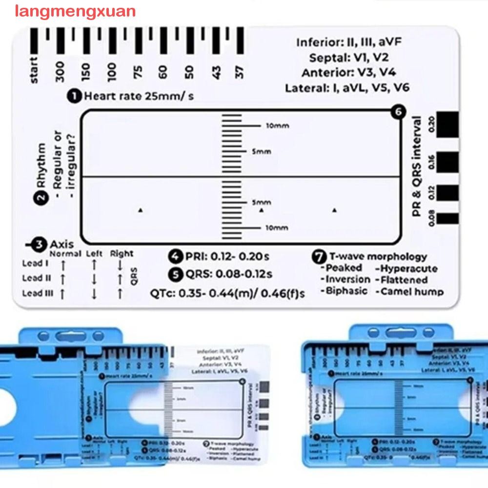 LANGMENGXUAN ECG 7 Step Ruler Card, Interpretation Portable Pocket Ecg ...