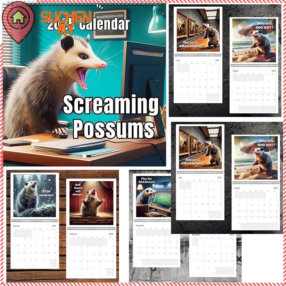 SUCHENMY 2025 Screaming Possums Calendar, Funny Wall 2025 Wall Calendar