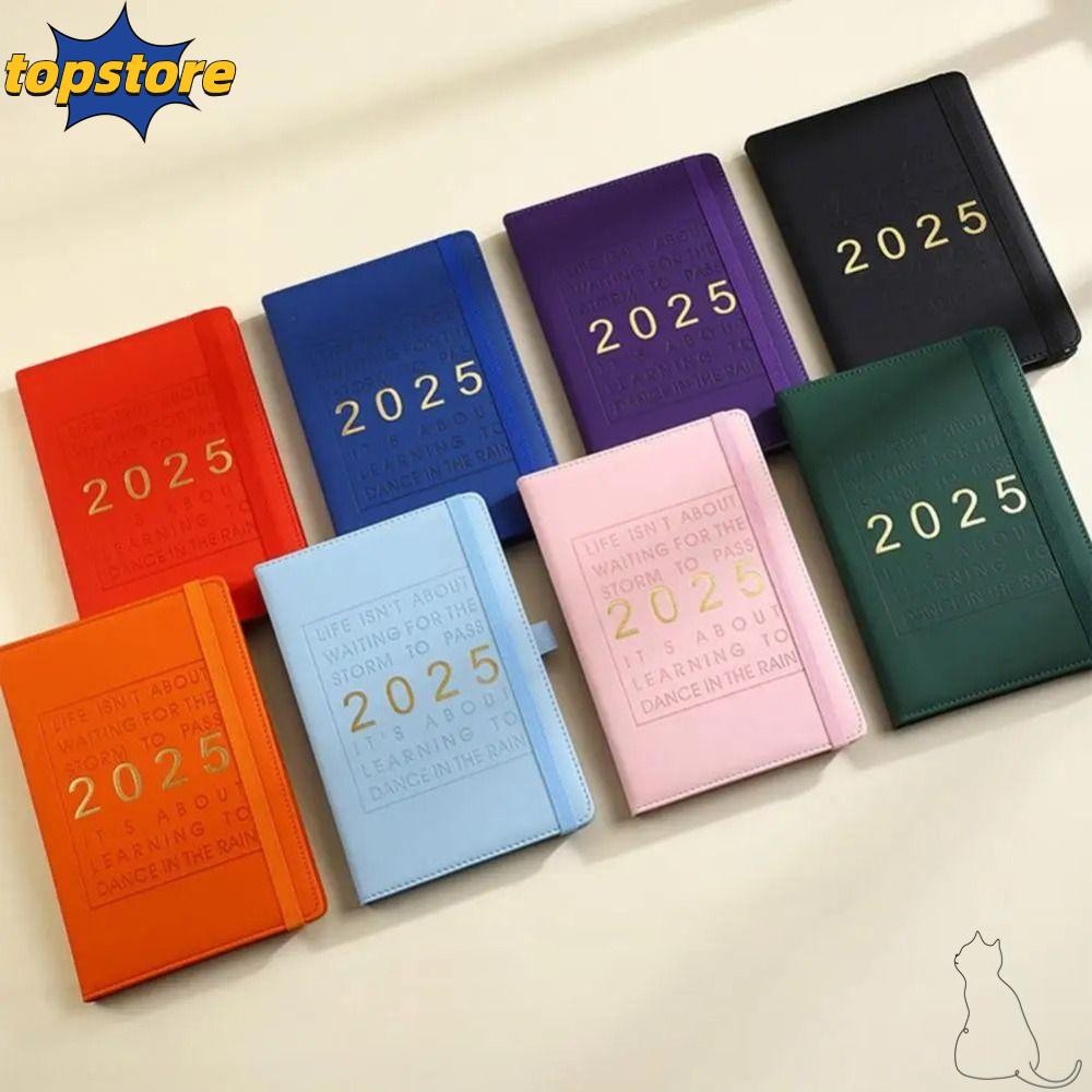 TOPSTORE 2025 Planner Notebook, Leather Cover Diary A5 Daily Weekly