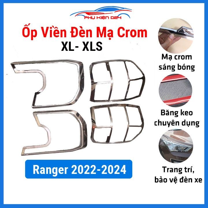 Chrome-plated rear headlight bezels for Ranger 2022-2023-2024 XL and ...