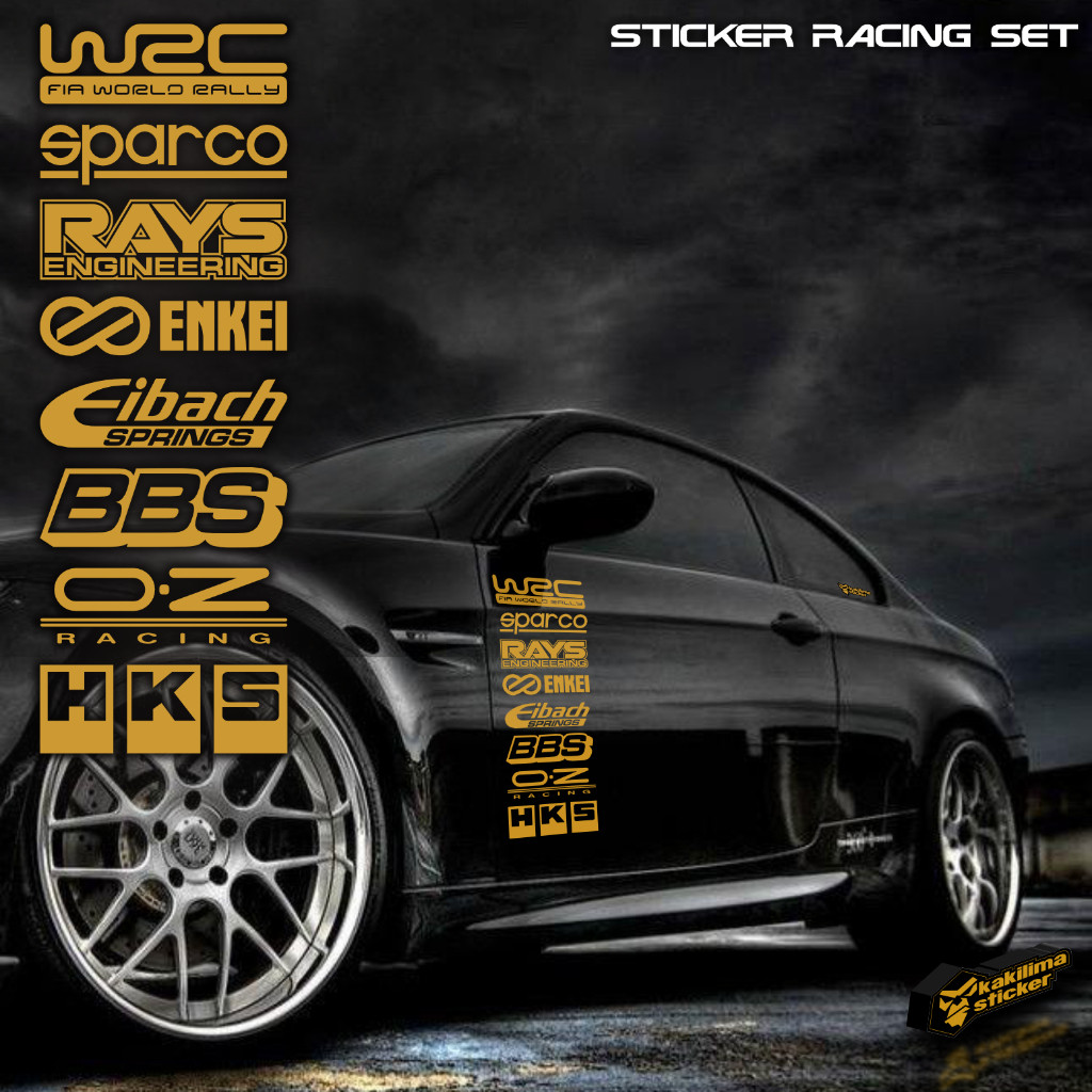 PUTIH HITAM MERAH Racing Sticker Set WRC HKS Sparco Momo Enkei Eibach ...