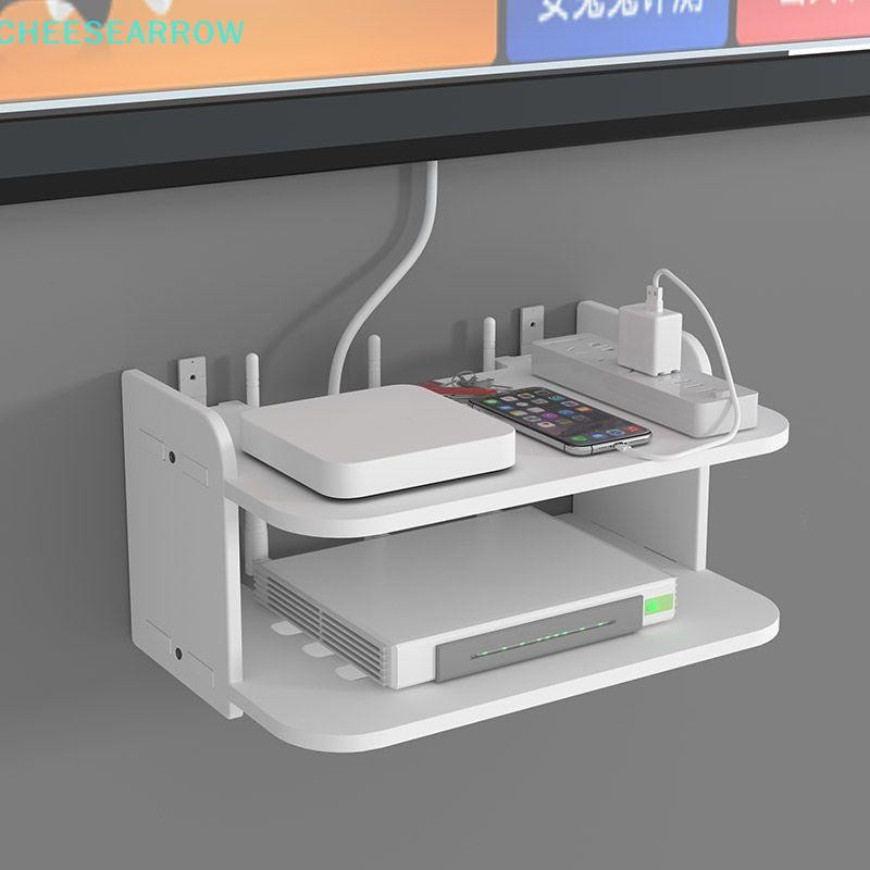 CheeseArrow 2 Tier Floating Shelves Wifi Router Hanging Layer Multi Tap ...