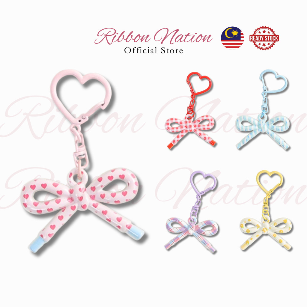 🎀 🇲🇾 𝐑𝐄𝐀𝐃𝐘 𝐒𝐓𝐎𝐂𝐊 🇲🇾🎀 Ribbon Bow Charm Keychain Key Rings Detachable ...