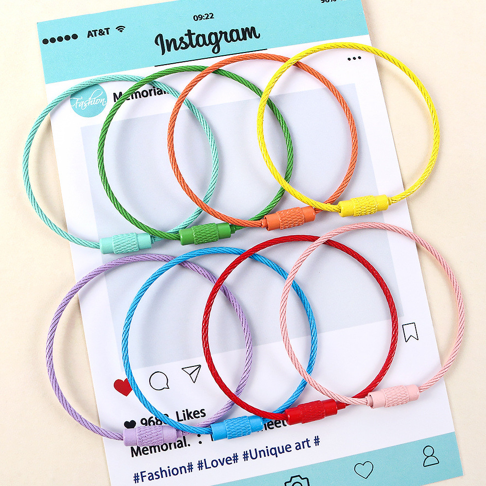Metal Candy Colored Roller Plated Colored Steel Wire Ring Keychain DIY ...