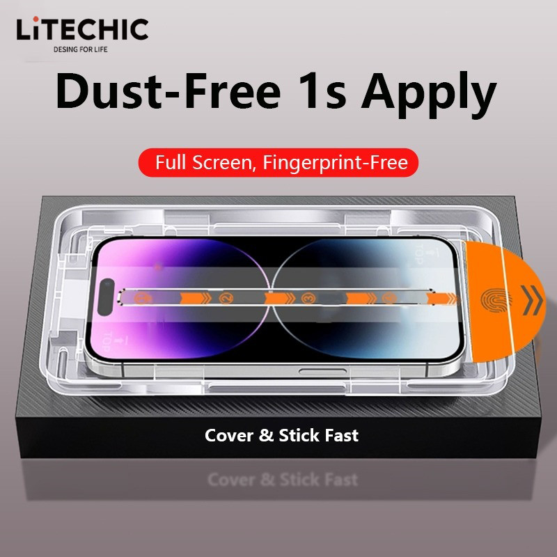 QUICK installation Full Dust Free Screen Protector Clear Privacy for iPhone 17 16 15 14 13 pro max plus Tempered Glass