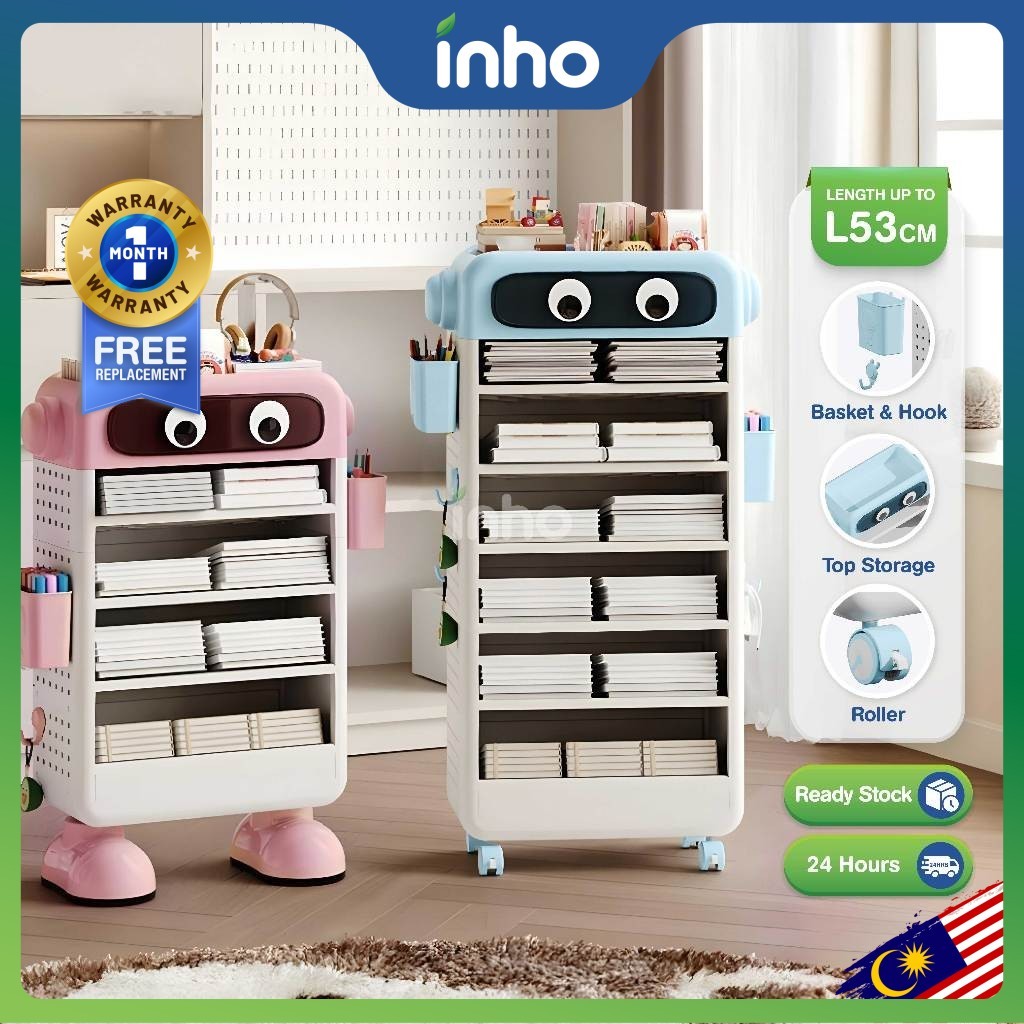 INHO L53cm (4/6 Layers) Large Capacity Kids Bookshelf Student Storage ...