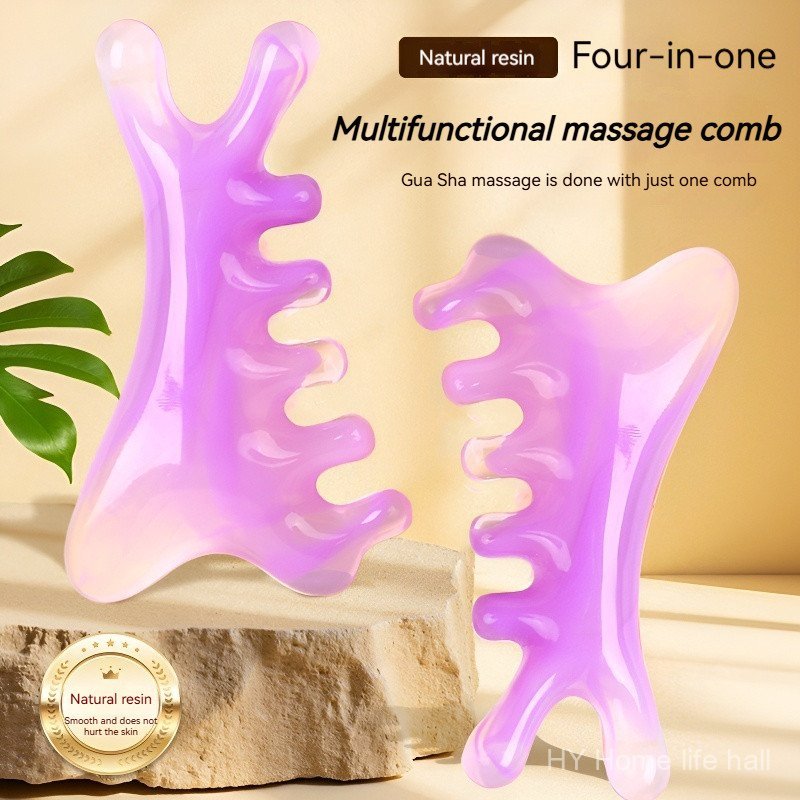 Natural Resin 4-in-1 Massage Comb & Gua Sha Board - Full Face Lifting ...