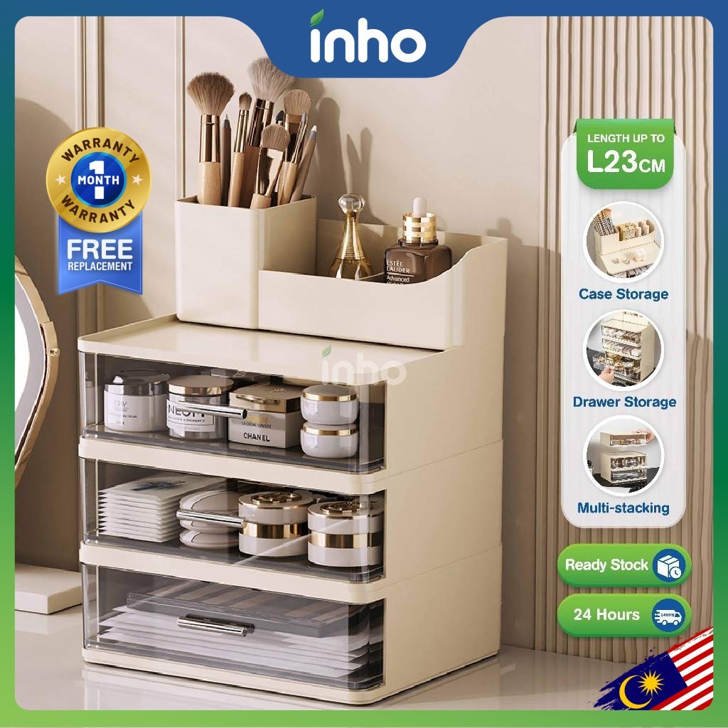 INHO L23cm (1/3 Layers) Compact Desktop Drawer Storage Organizer ...