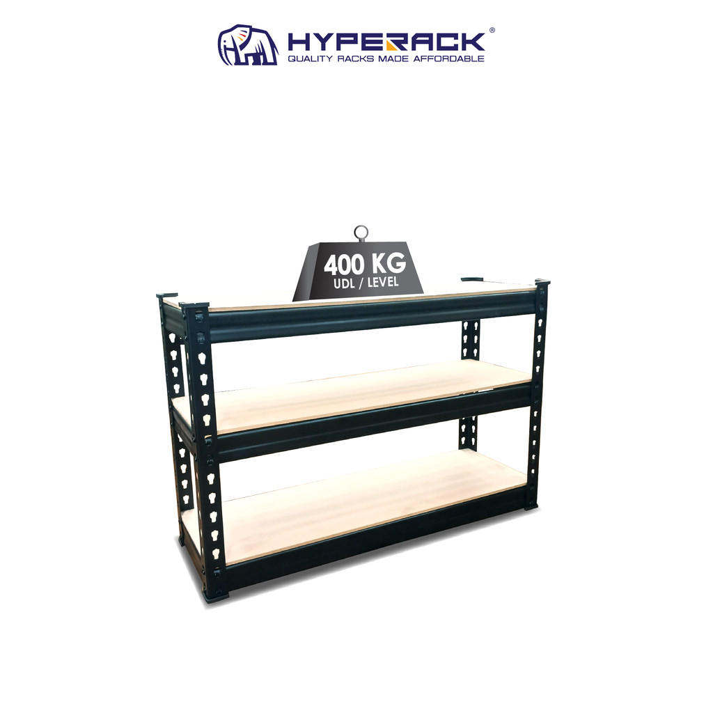 HYPERACK Boltless Rack Black 3 Levels Rak Besi Bertingkat Rak Dapur ...
