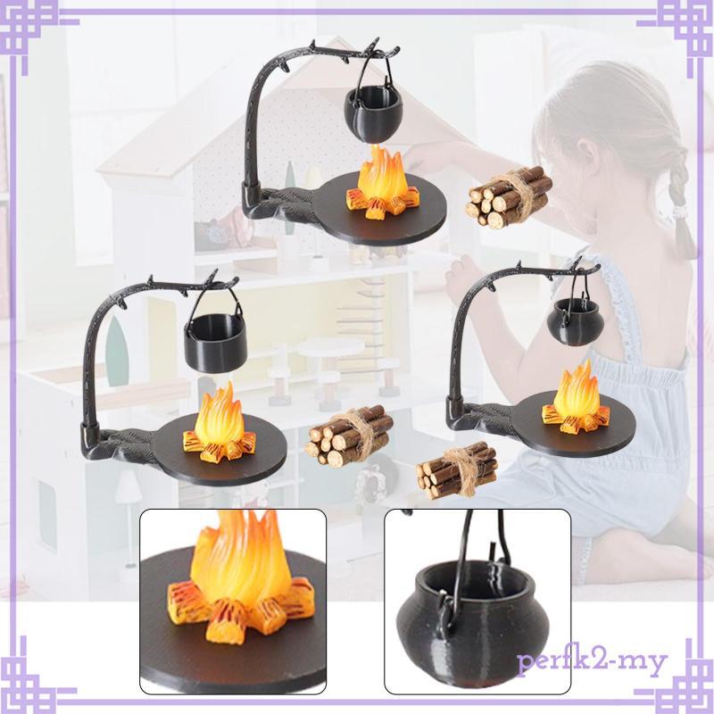 [PerfkfcMY] 4 Pieces 1/12 Dollhouse Campfire Ornament Pretend Toys ...