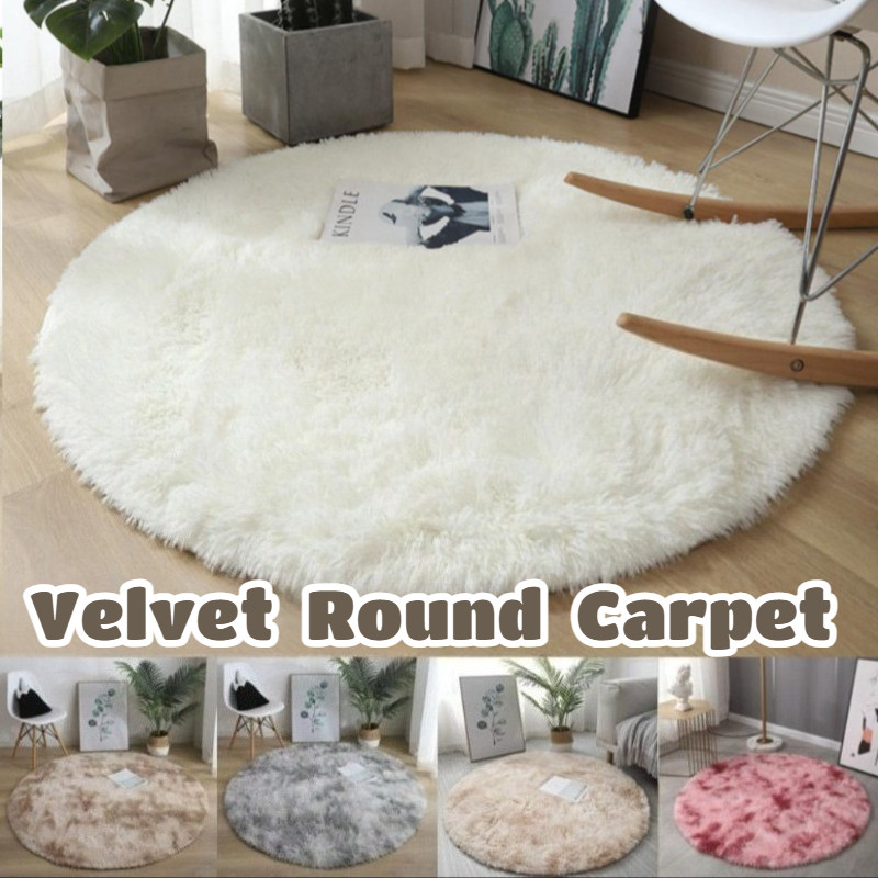 Tie-dyed Round Rug Soft Velvet Fluffy Non-slip Easy To Care Round ...
