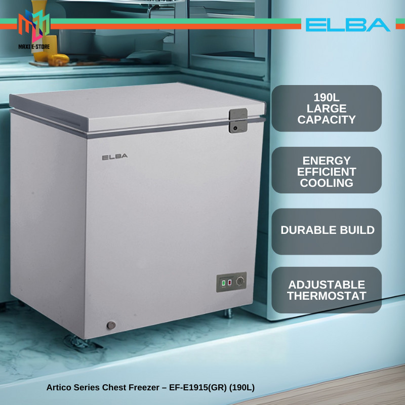 Elba EF-E1915(GR) 190L Artico Series Chest Freezer Energy Efficient ...