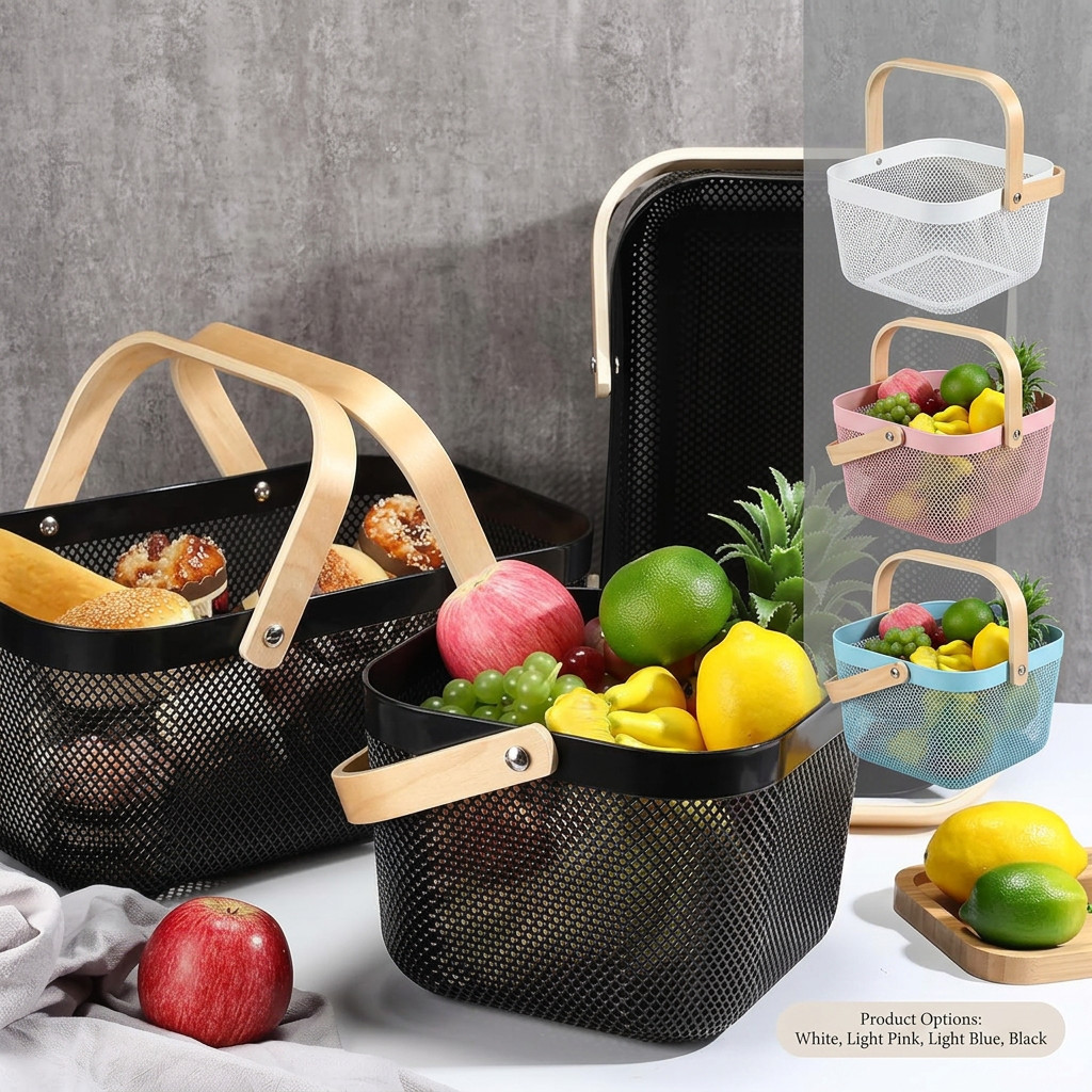 BC Storage Box Bakul Besi Basket Buah Sayur Segi Empat Wire Kitchen ...