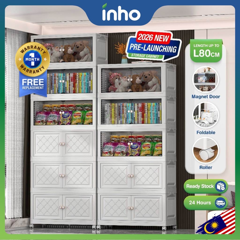 【Shipping Promo】INHO L50-80cm (5/6 Layers) 2 Doors Foldable Storage ...