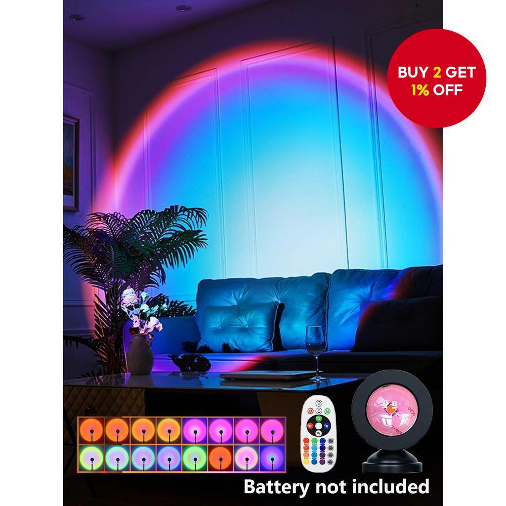 New Sunset Lamp Projection LED Light with Remote Control, 16 Colors ...