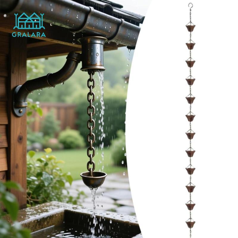 Gralara Rain Chains for Gutters Adjustable Mesh Design 230cm Replace ...